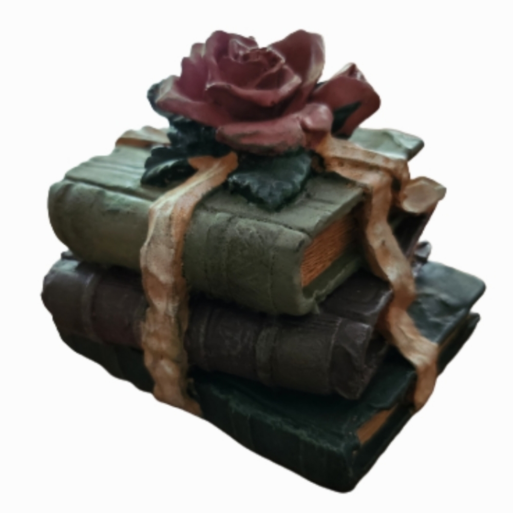 Paperweight Antique Book Stack and Roses